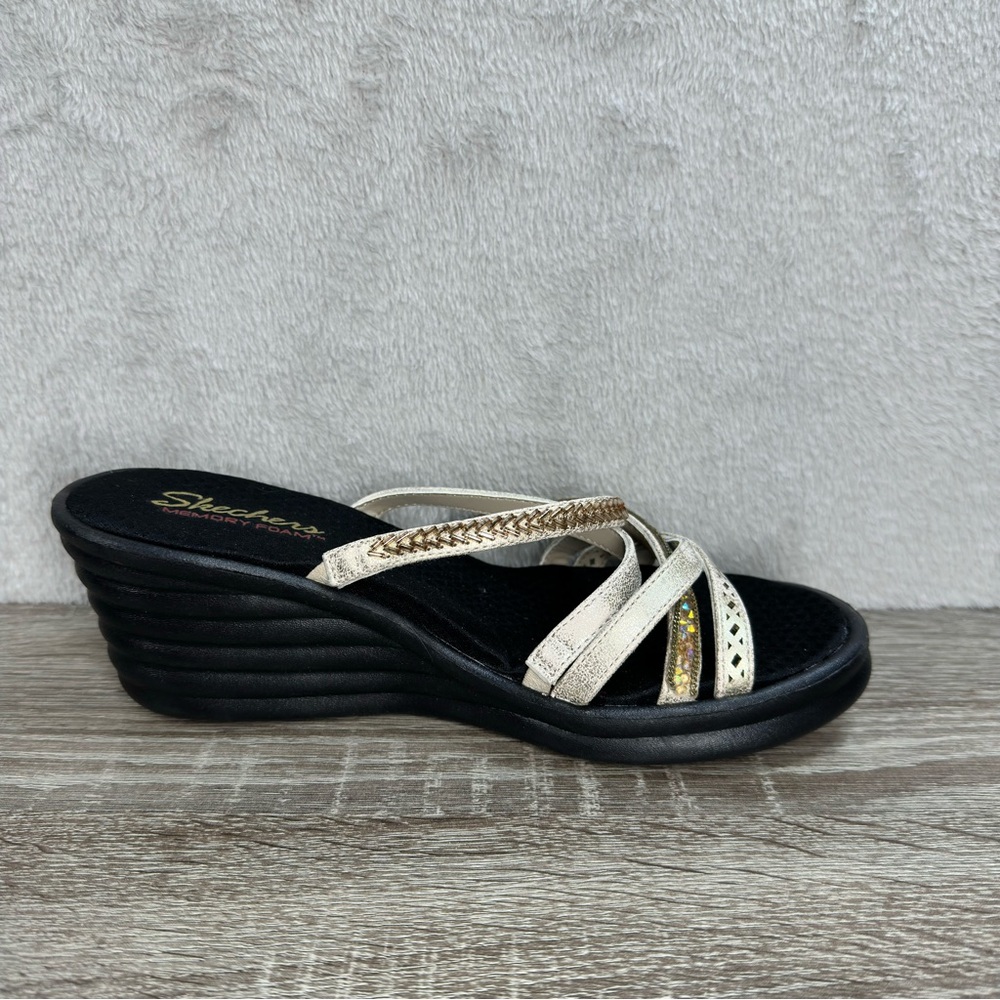 Skechers Black and Gold Women's Sandals - Picture 2 of 6